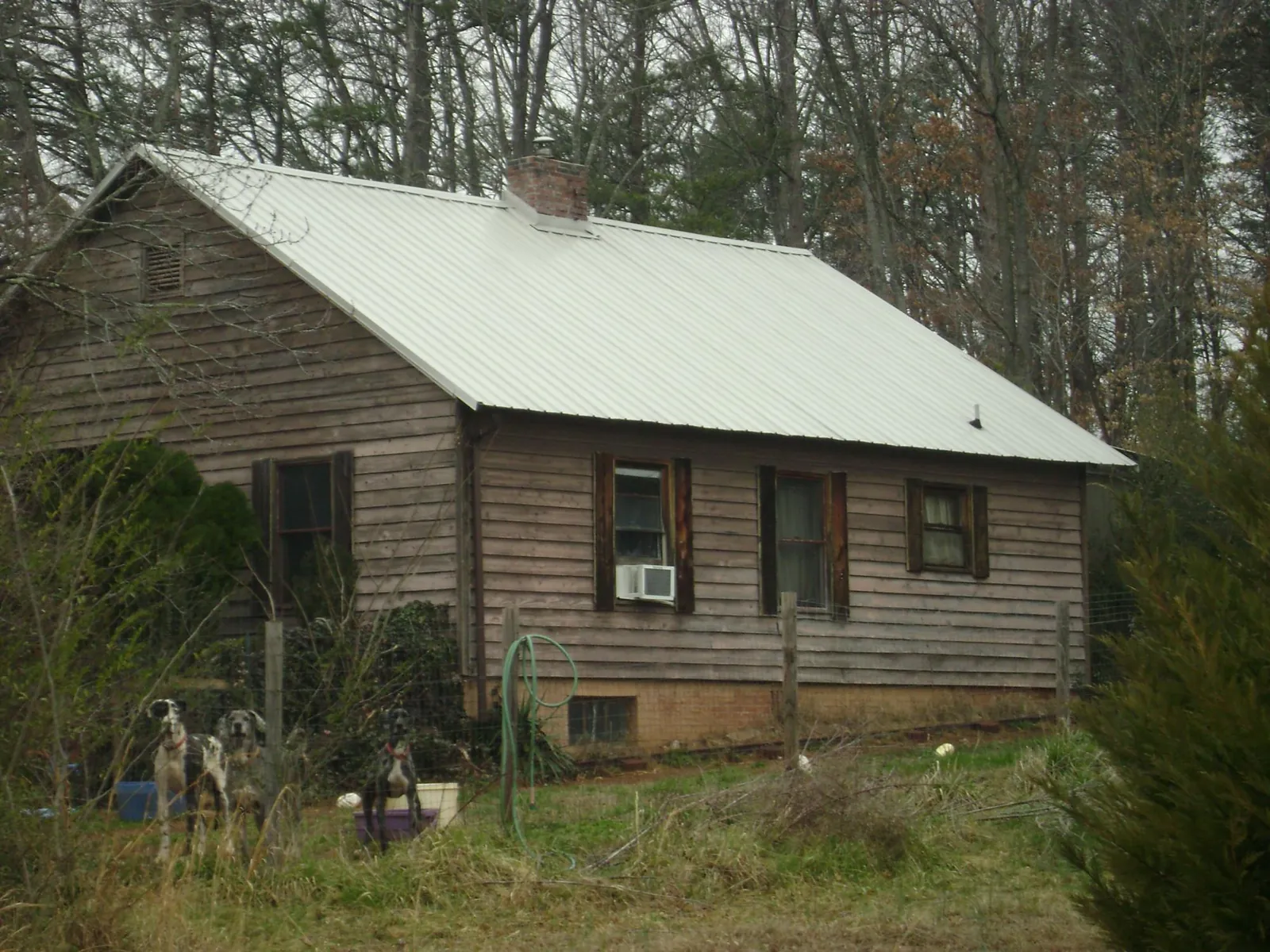 White metal roof on an old wood sided farmhouse, from a Metal Roof Installation job in Saint Inigoes